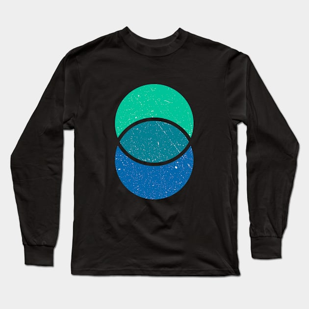 Blue Circles Intersection Long Sleeve T-Shirt by JuanMedina